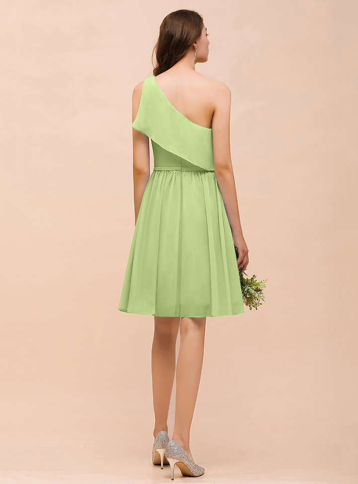 One Shoulder Sleeveless Knee-Length Dress-koscy