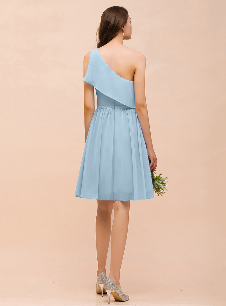 One Shoulder Sleeveless Knee-Length Dress-koscy