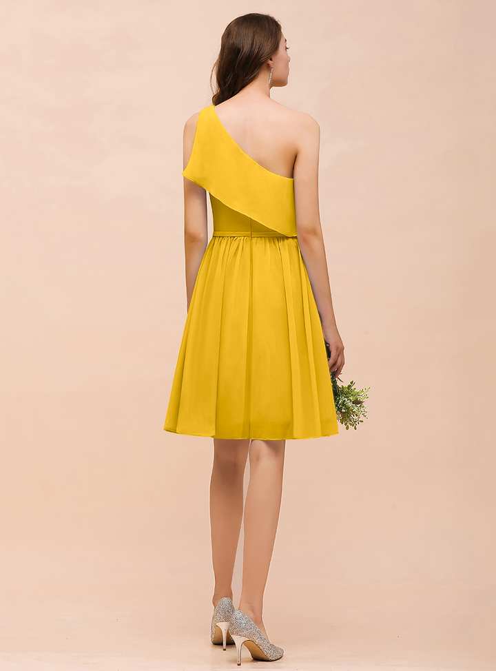 One Shoulder Sleeveless Knee-Length Dress-koscy