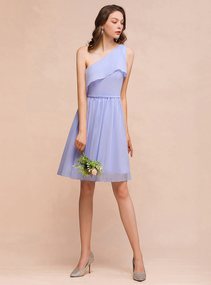 One Shoulder Sleeveless Knee-Length Dress-koscy