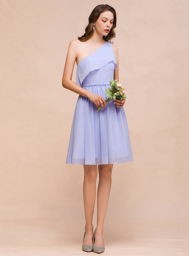 One Shoulder Sleeveless Knee-Length Dress-koscy