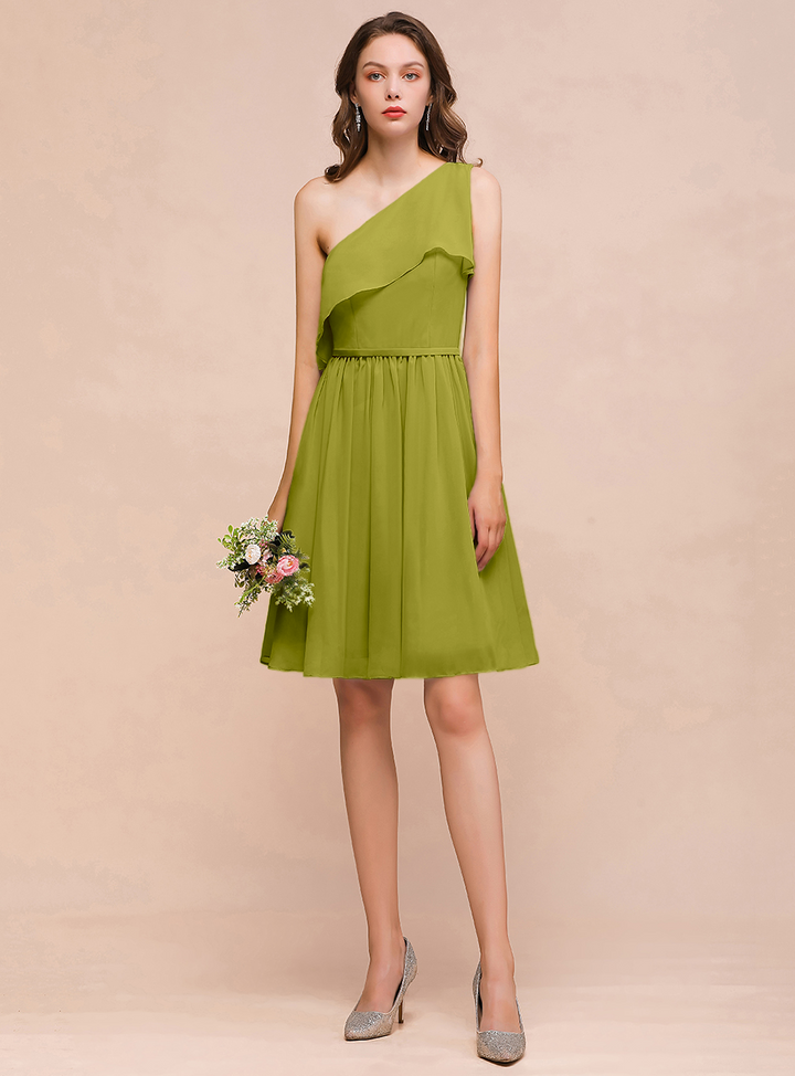 One Shoulder Sleeveless Knee-Length Dress-koscy