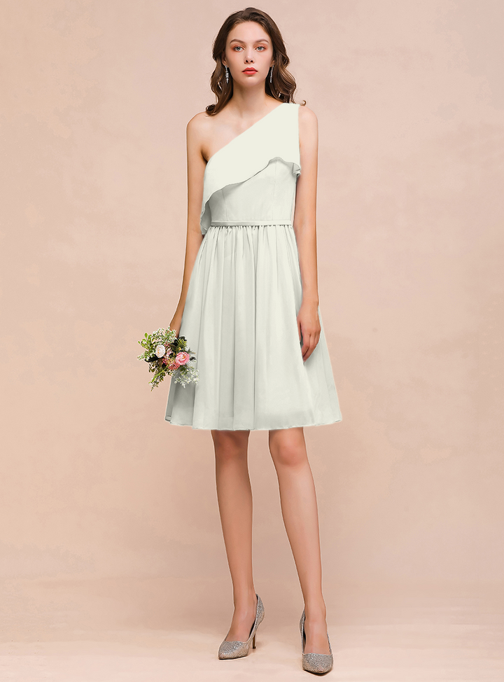 One Shoulder Sleeveless Knee-Length Dress-koscy