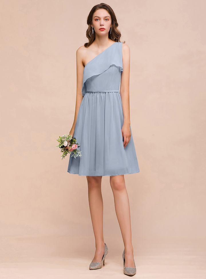 One Shoulder Sleeveless Knee-Length Dress-koscy