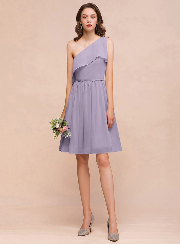 One Shoulder Sleeveless Knee-Length Dress-koscy