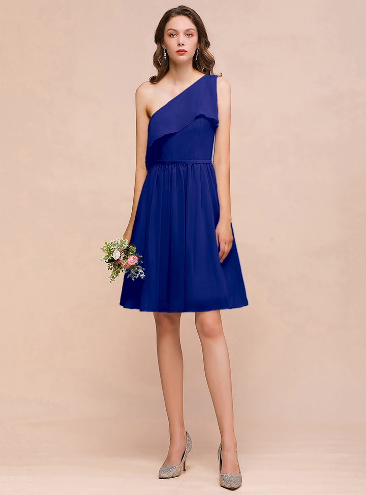 One Shoulder Sleeveless Knee-Length Dress-koscy