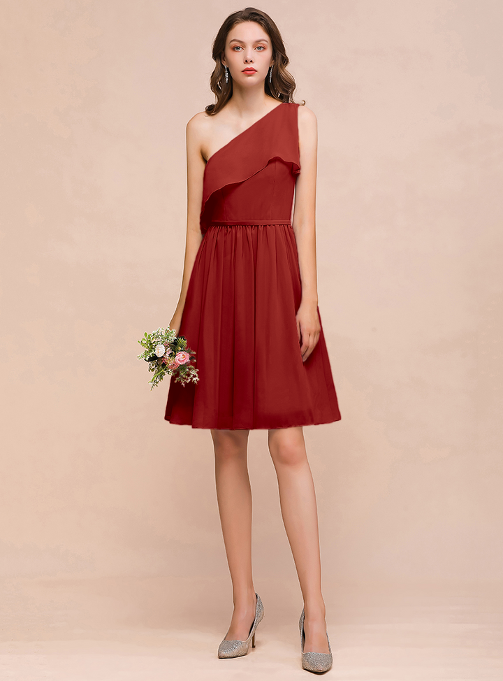 One Shoulder Sleeveless Knee-Length Dress-koscy