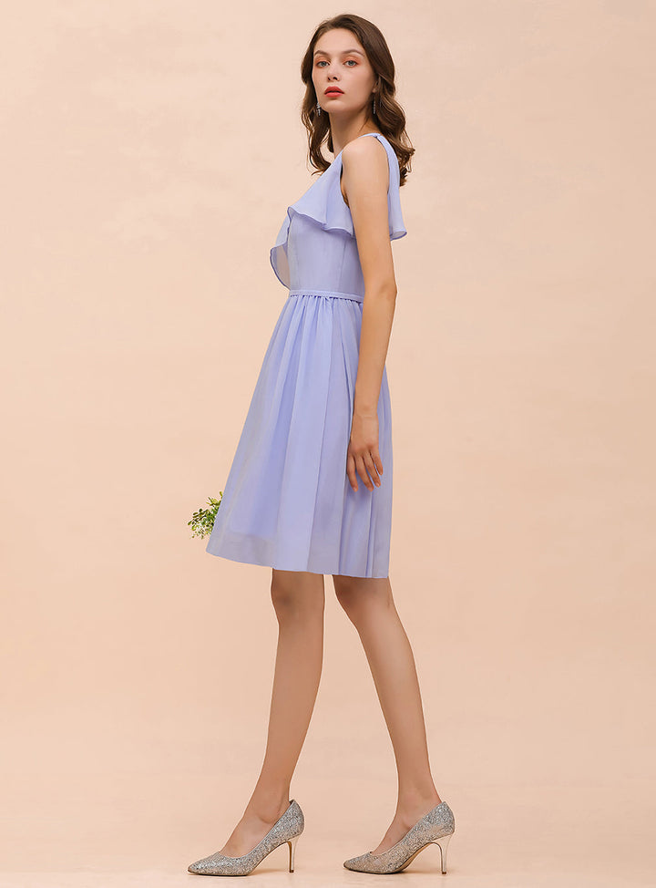 One Shoulder Sleeveless Knee-Length Dress-koscy