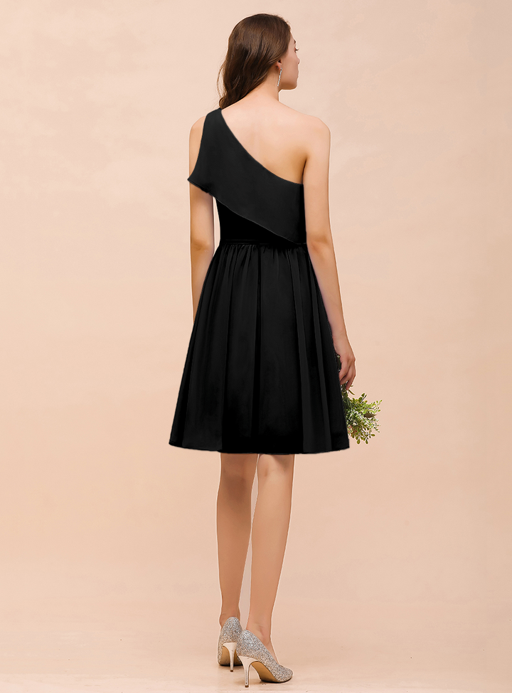 One Shoulder Sleeveless Knee-Length Dress-koscy