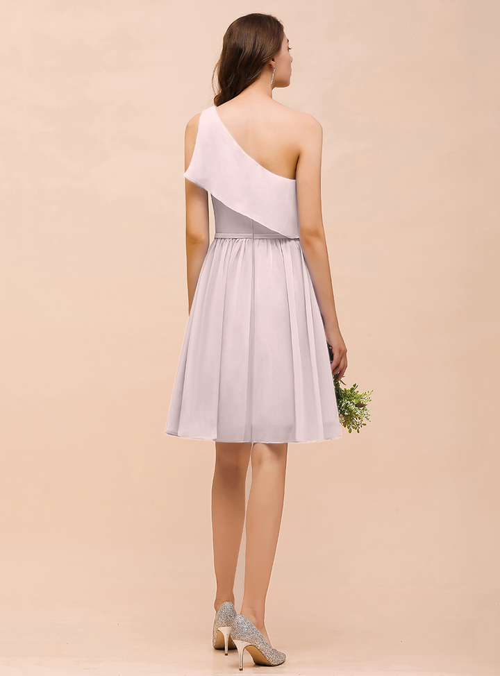 One Shoulder Sleeveless Knee-Length Dress-koscy