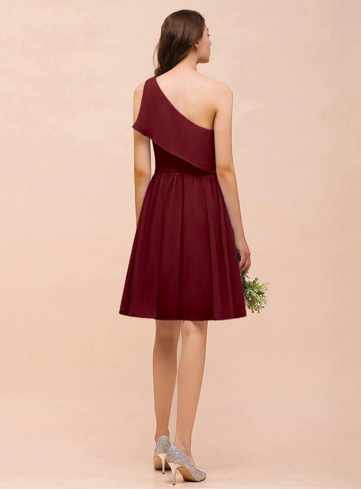 One Shoulder Sleeveless Knee-Length Dress-koscy