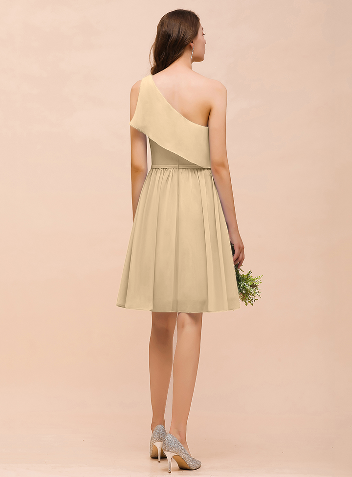 One Shoulder Sleeveless Knee-Length Dress-koscy