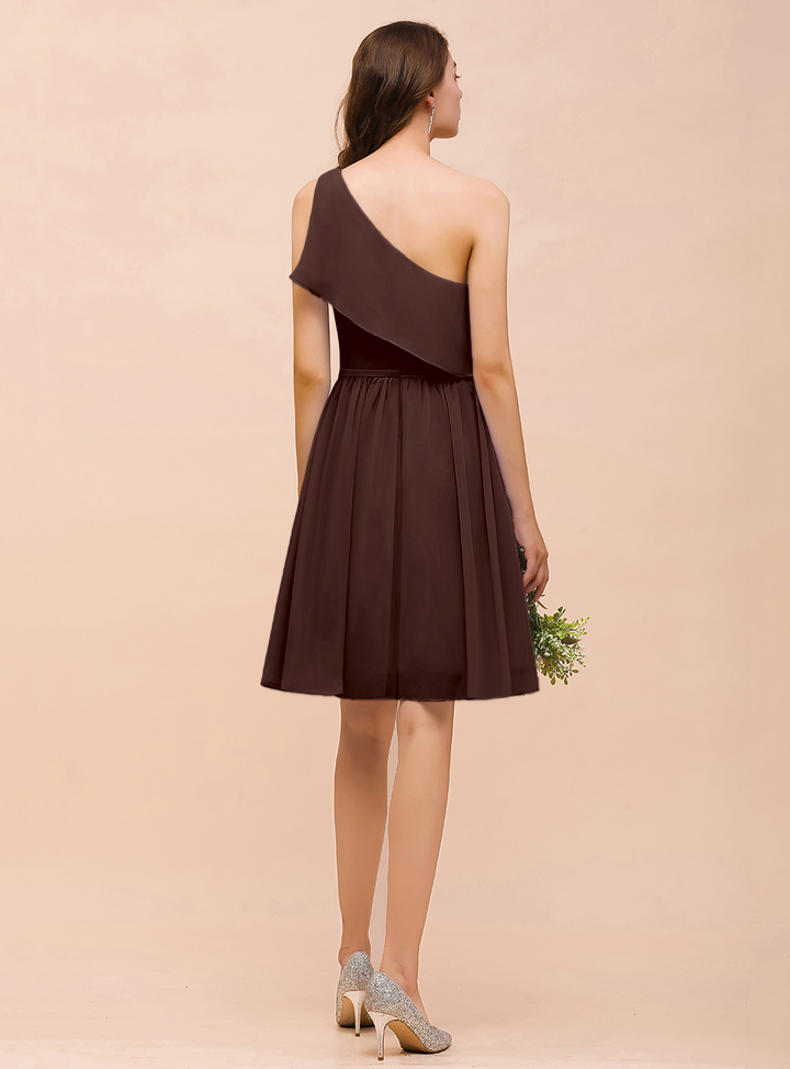 One Shoulder Sleeveless Knee-Length Dress-koscy