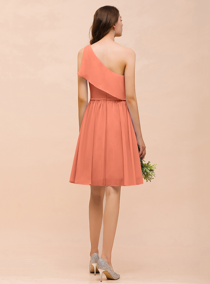 One Shoulder Sleeveless Knee-Length Dress-koscy