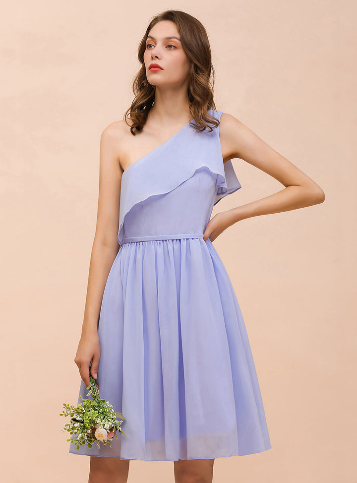 One Shoulder Sleeveless Knee-Length Dress-koscy