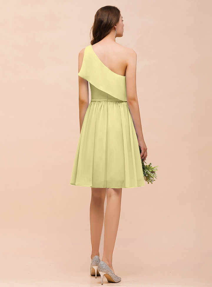 One Shoulder Sleeveless Knee-Length Dress-koscy