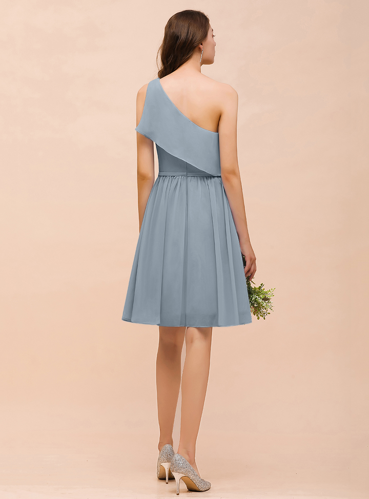 One Shoulder Sleeveless Knee-Length Dress-koscy