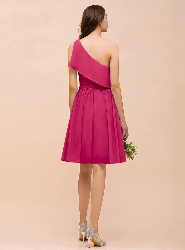 One Shoulder Sleeveless Knee-Length Dress-koscy