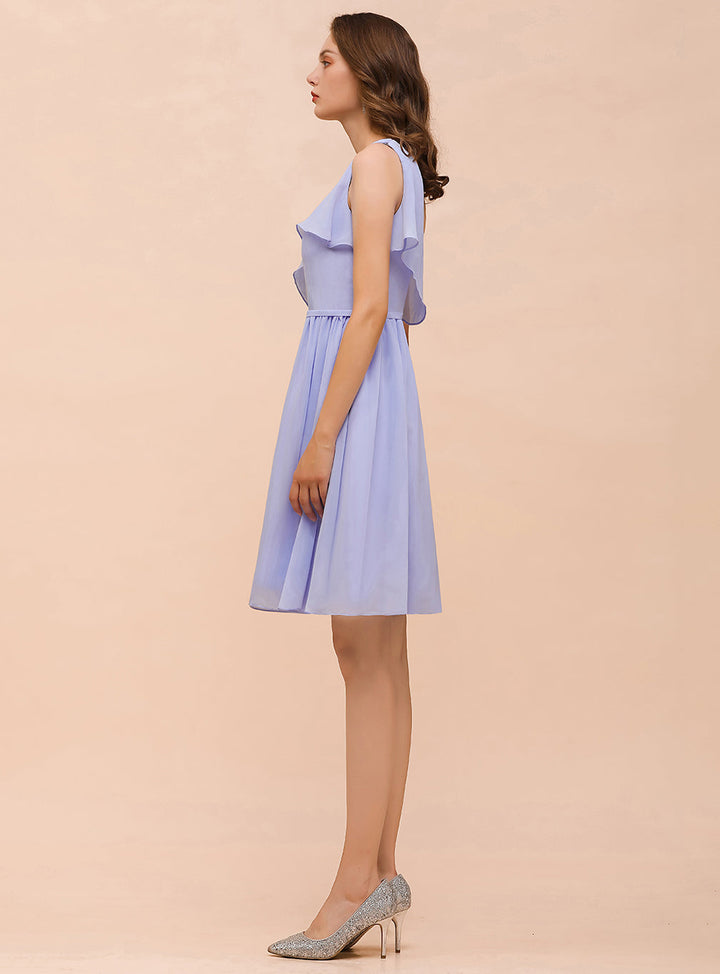 One Shoulder Sleeveless Knee-Length Dress-koscy