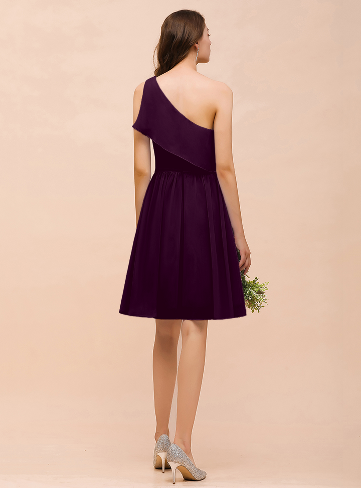 One Shoulder Sleeveless Knee-Length Dress-koscy