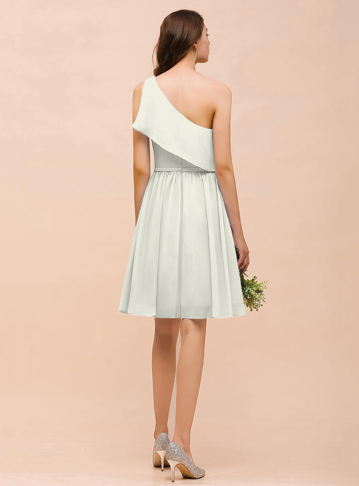 One Shoulder Sleeveless Knee-Length Dress-koscy