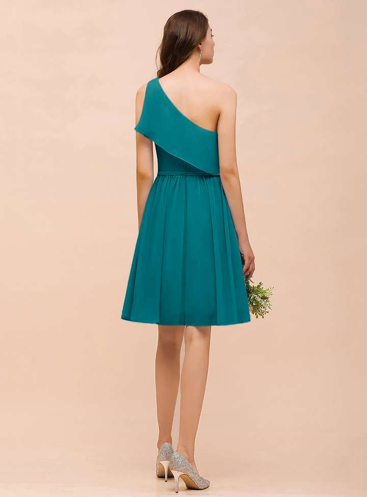 One Shoulder Sleeveless Knee-Length Dress-koscy