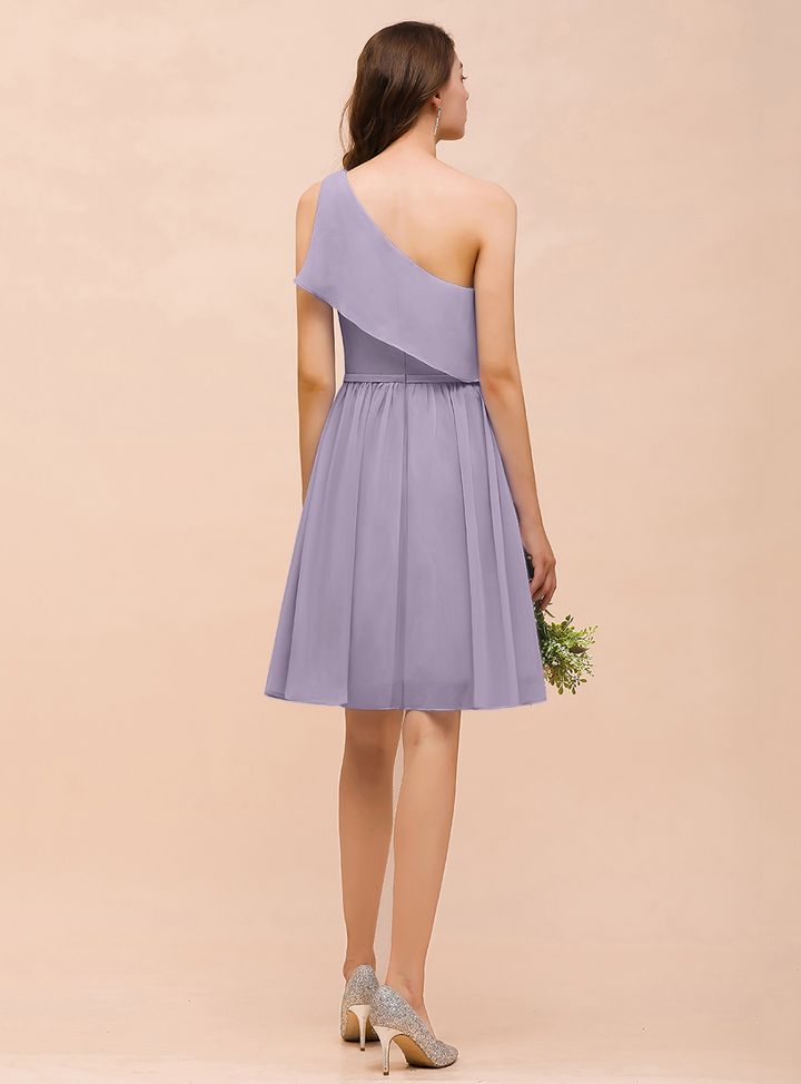 One Shoulder Sleeveless Knee-Length Dress-koscy