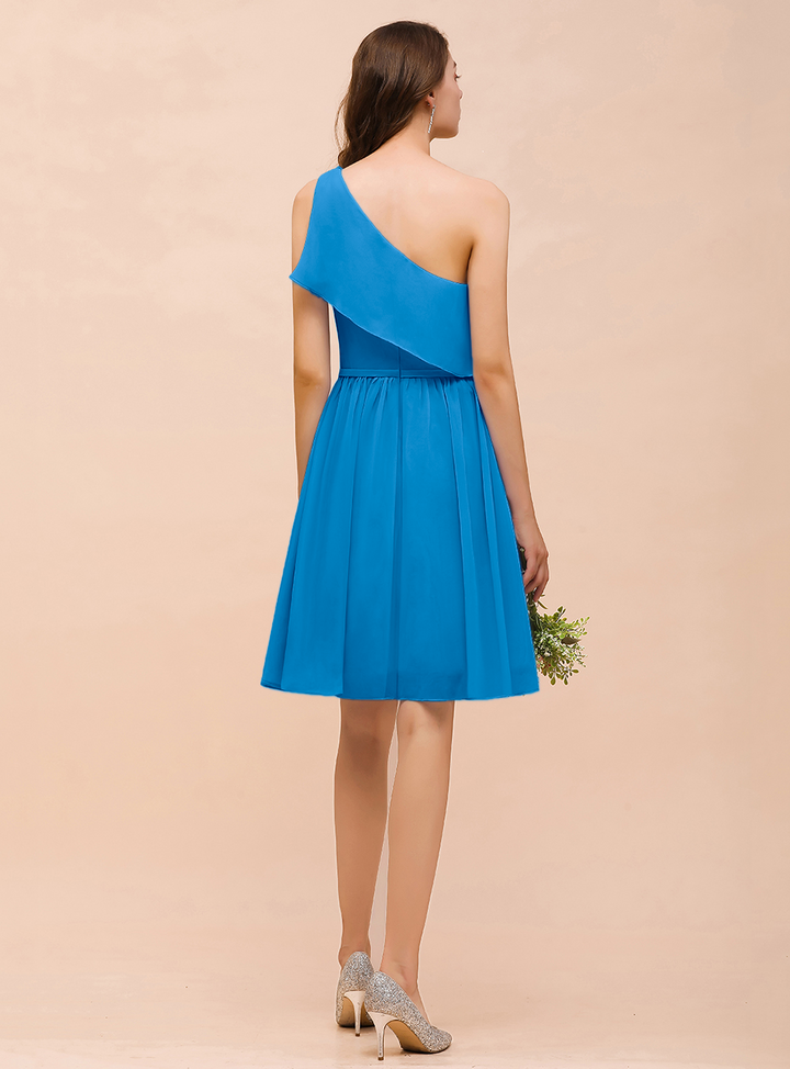 One Shoulder Sleeveless Knee-Length Dress-koscy