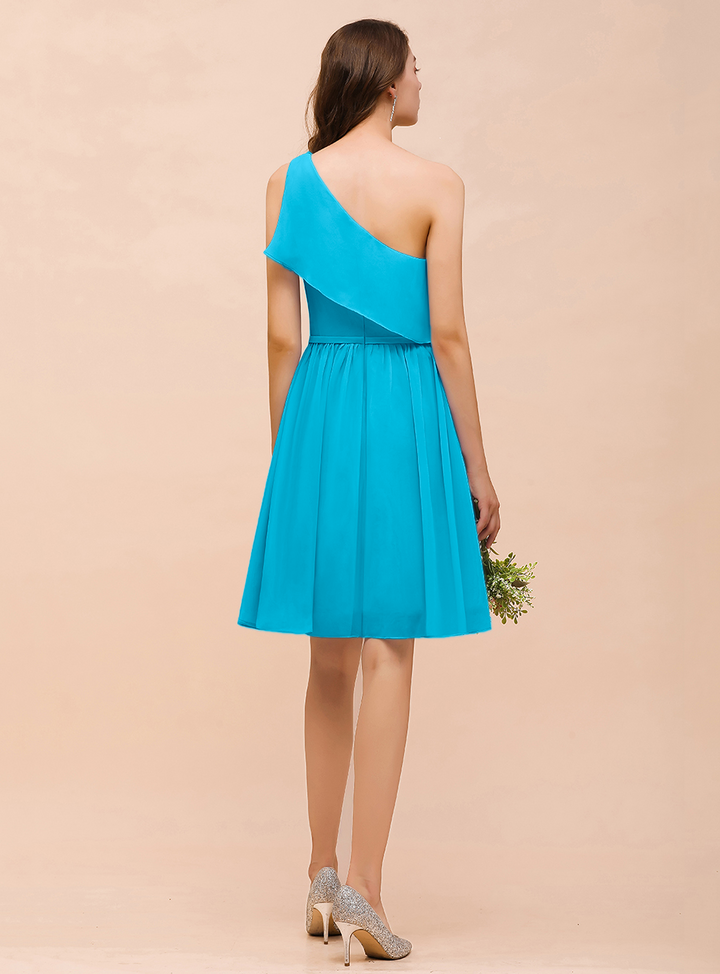 One Shoulder Sleeveless Knee-Length Dress-koscy