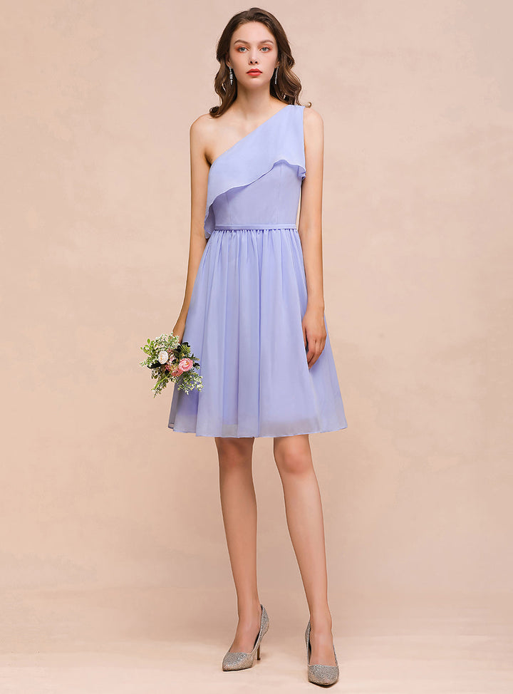 One Shoulder Sleeveless Knee-Length Dress-koscy