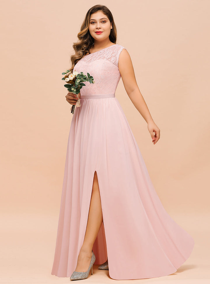 Plus Size A-Line One-Shoulder Floor-Length Dress-koscy