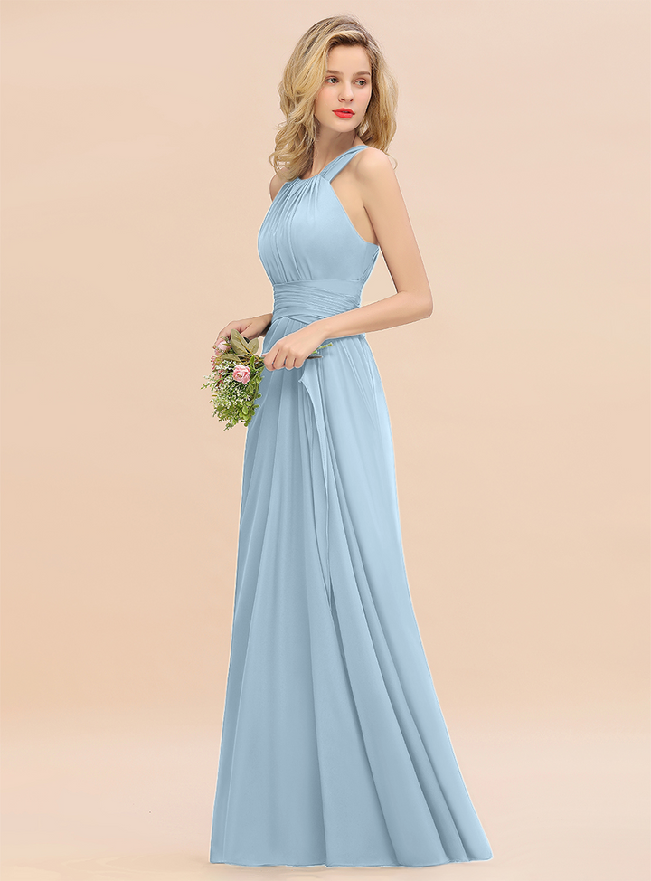 Round Neck Sleeveless Floor-Length Dress-koscy