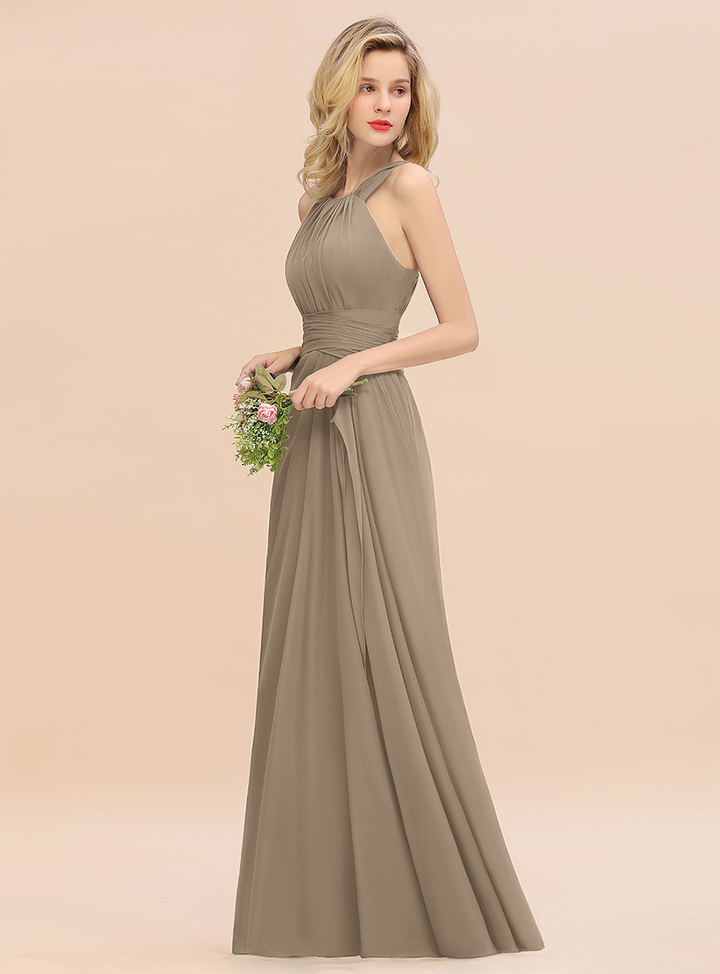 Round Neck Sleeveless Floor-Length Dress-koscy