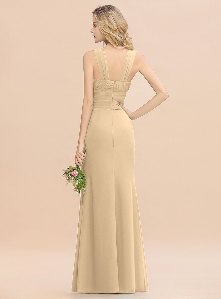 Round Neck Sleeveless Floor-Length Dress-koscy