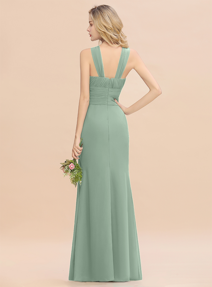 Round Neck Sleeveless Floor-Length Dress-koscy