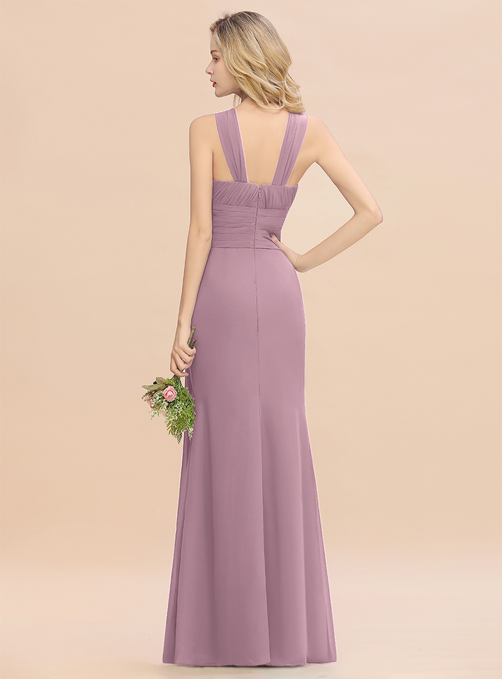 Round Neck Sleeveless Floor-Length Dress-koscy