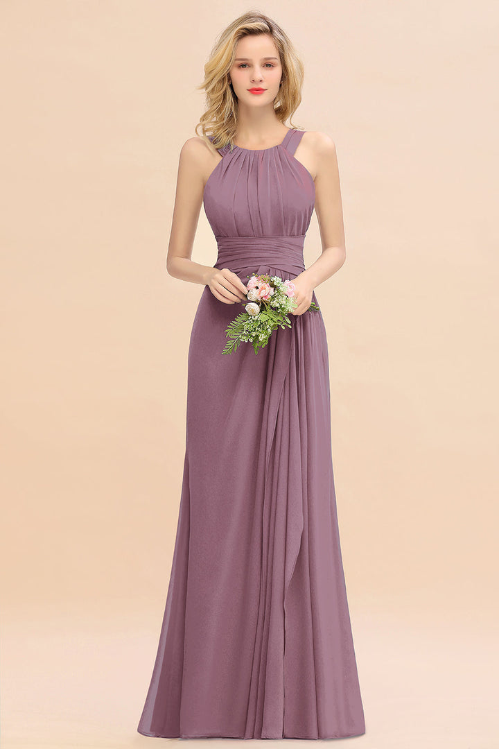 Round Neck Sleeveless Floor-Length Dress-koscy