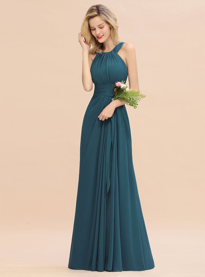 Round Neck Sleeveless Floor-Length Dress-koscy