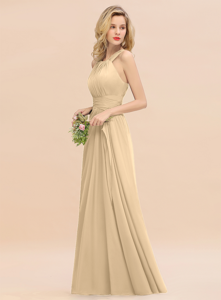 Round Neck Sleeveless Floor-Length Dress-koscy