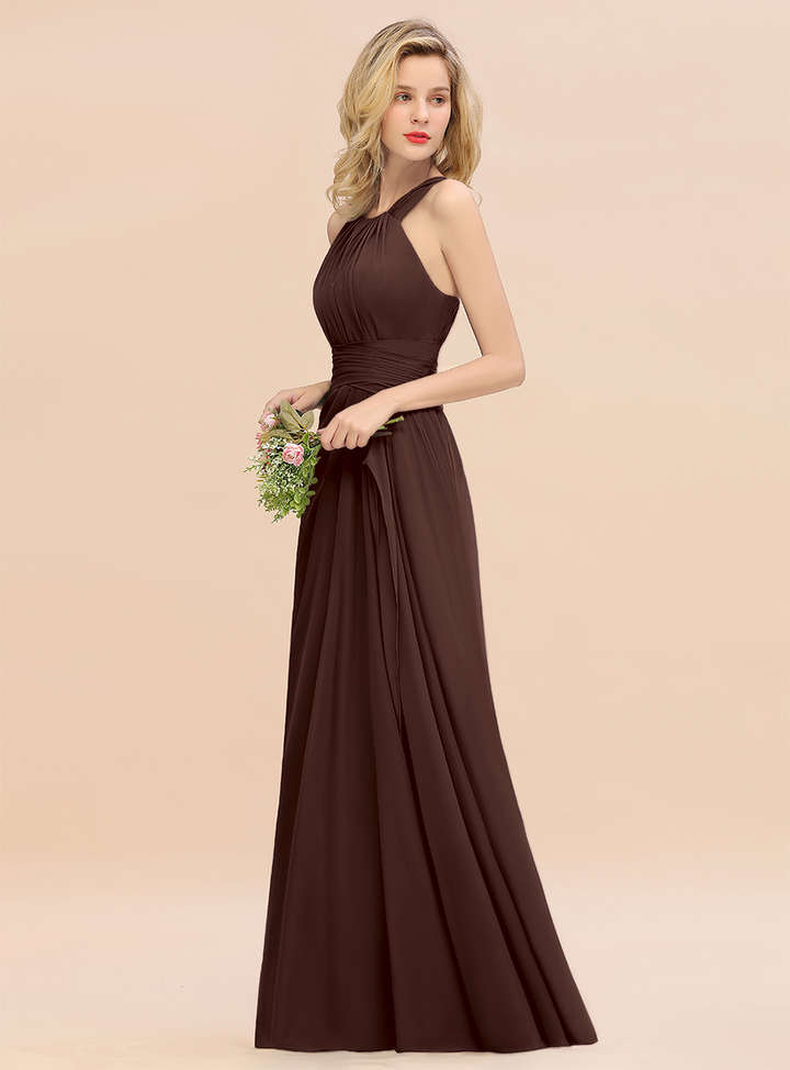 Round Neck Sleeveless Floor-Length Dress-koscy