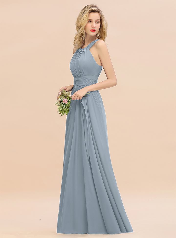 Round Neck Sleeveless Floor-Length Dress-koscy