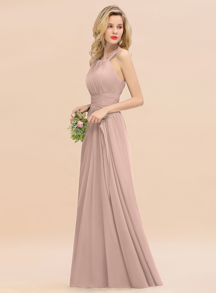 Round Neck Sleeveless Floor-Length Dress-koscy