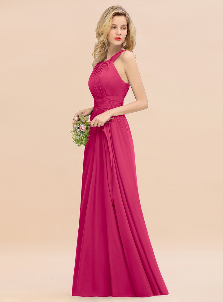 Round Neck Sleeveless Floor-Length Dress-koscy