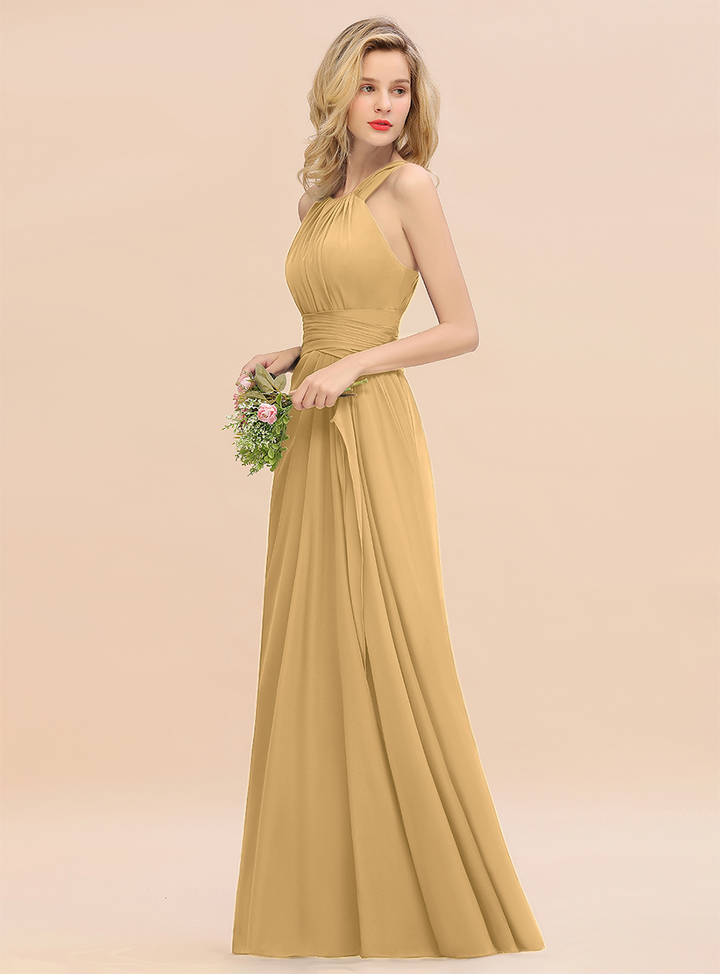 Round Neck Sleeveless Floor-Length Dress-koscy