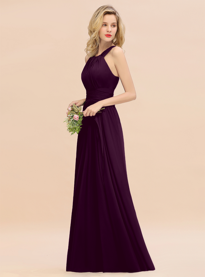 Round Neck Sleeveless Floor-Length Dress-koscy