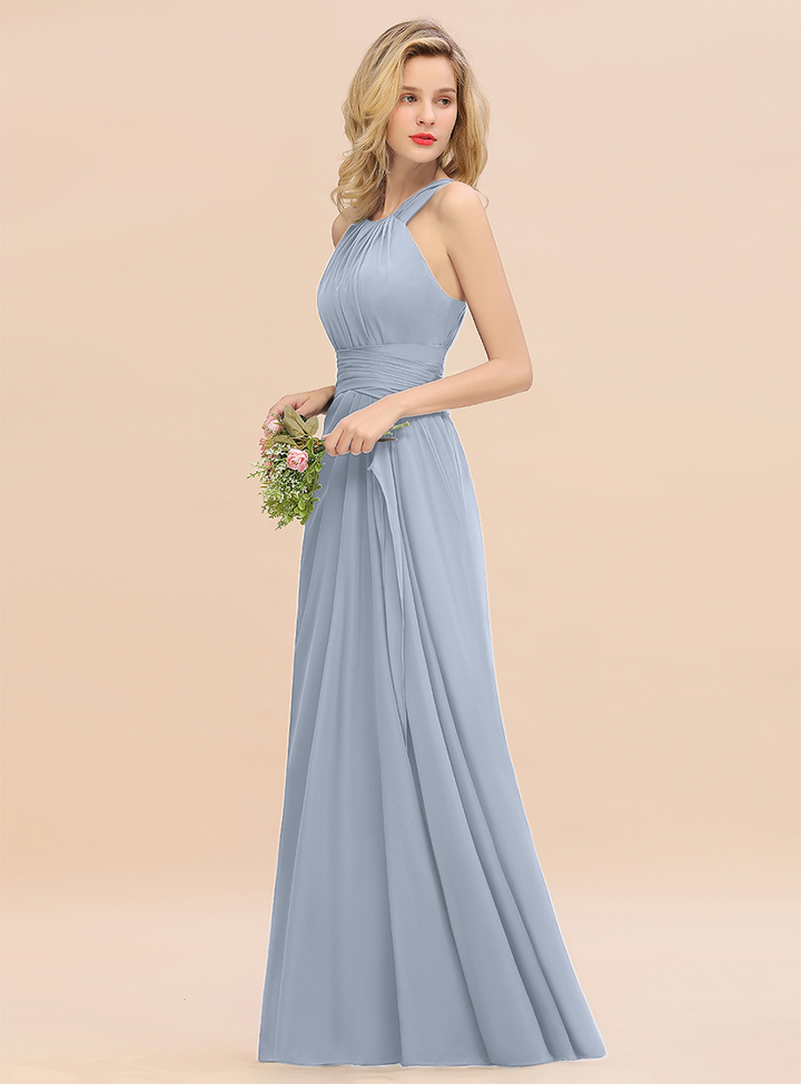 Round Neck Sleeveless Floor-Length Dress-koscy