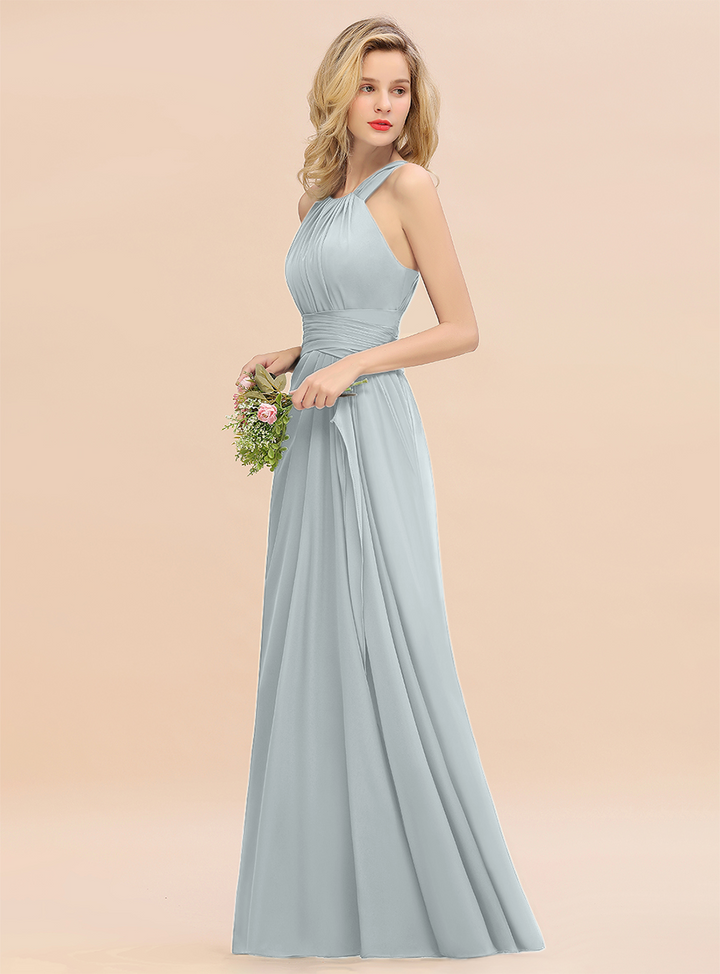 Round Neck Sleeveless Floor-Length Dress-koscy