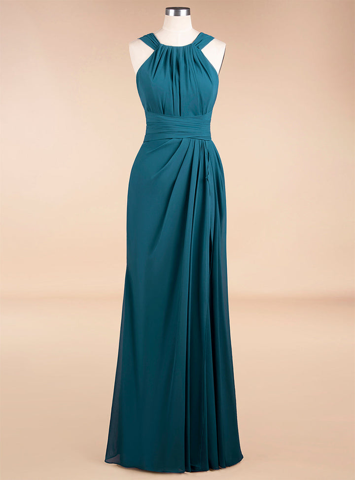 Round Neck Sleeveless Floor-Length Dress-koscy