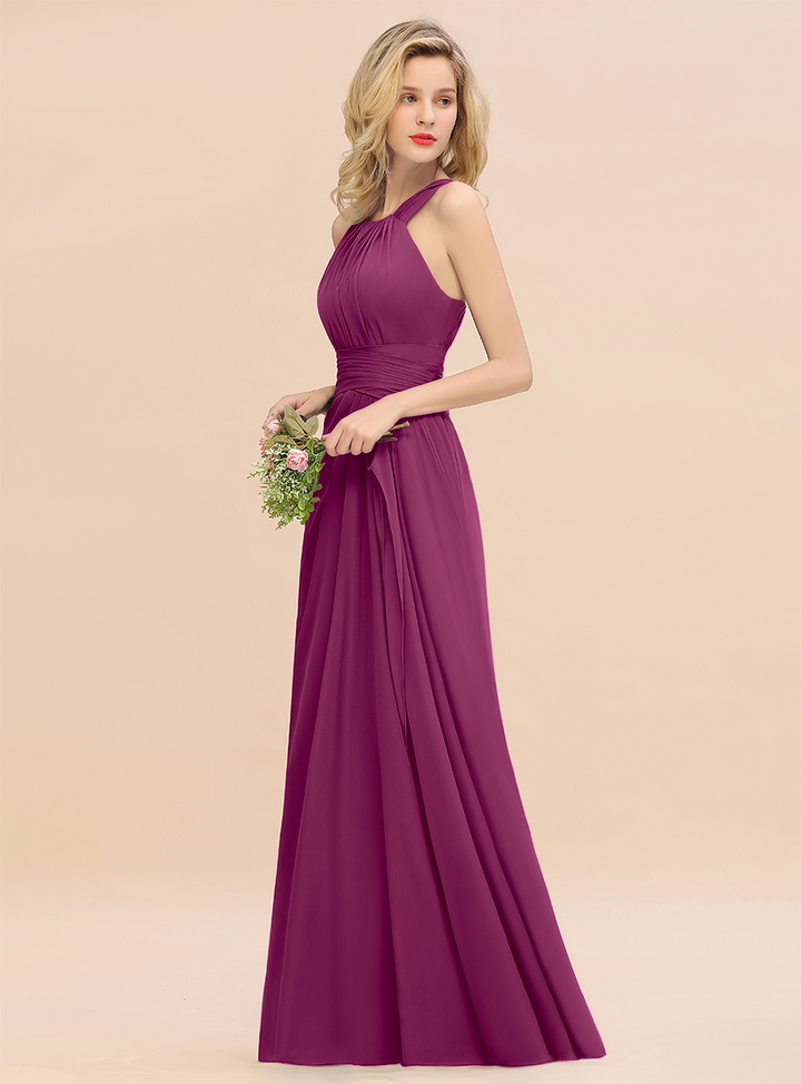 Round Neck Sleeveless Floor-Length Dress-koscy