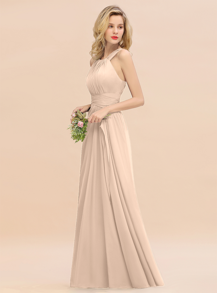 Round Neck Sleeveless Floor-Length Dress-koscy